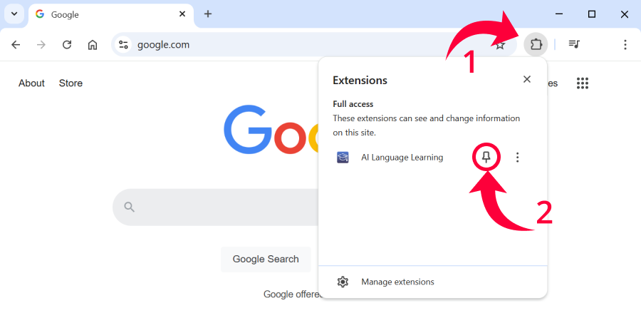 Pinning the extension
